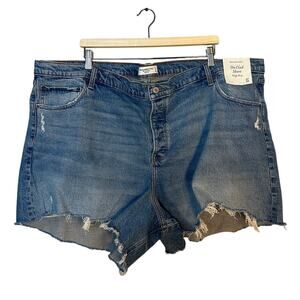 NWT Abercrombie & Fitch SZ 37 The Dad Short High Rise Distressed Denim Shorts